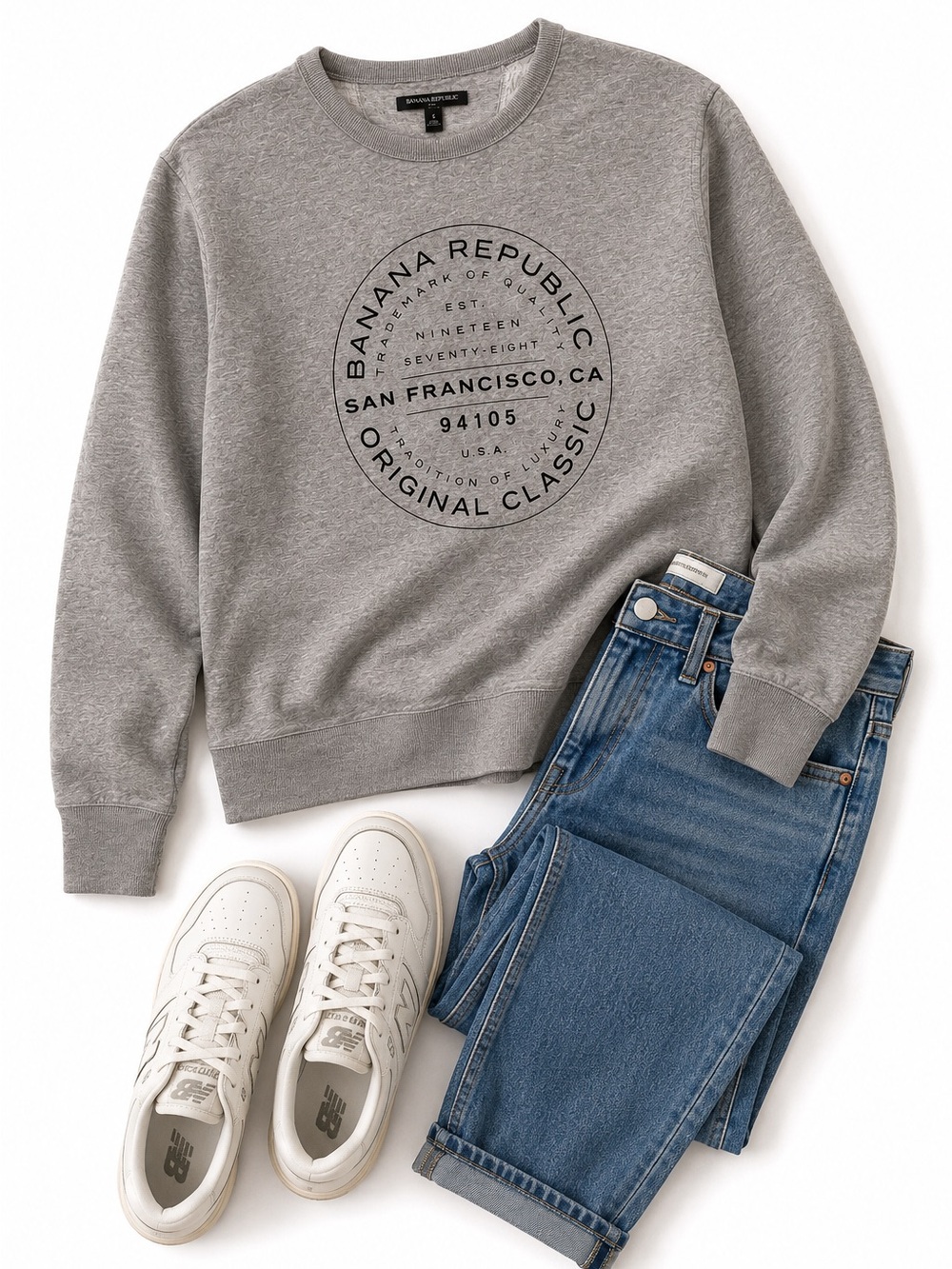 Banana Republic Gray Crewneck Sweatshirt Small San Francisco Logo Pullover